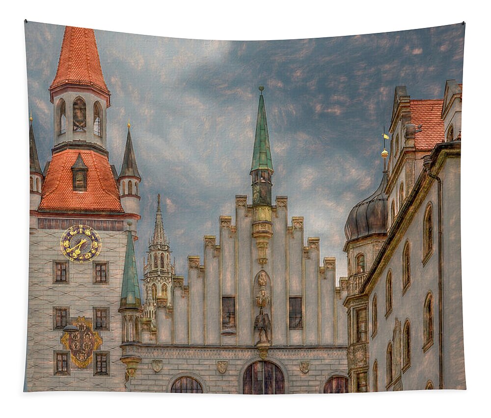 Munich Tapestry featuring the photograph Colorful Spires of Munich by Marcy Wielfaert