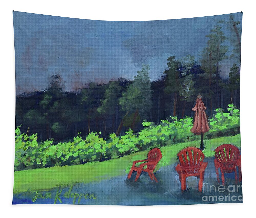 Ott Farms And Vineyard Tapestry featuring the painting Come Sit by Me for Awhile-Ott Farms and Vineyard by Jan Dappen