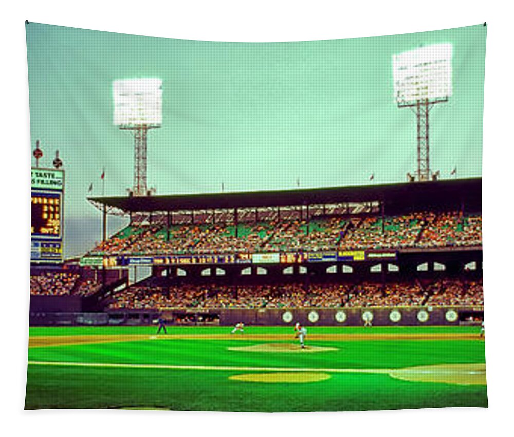 Comiskey Tapestry featuring the photograph Comiskey Park third and home by Tom Jelen