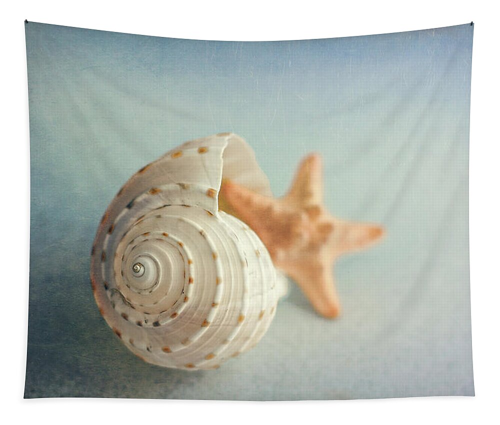 Nature Tapestry featuring the photograph Conch Shell and Starfish by Tom Mc Nemar