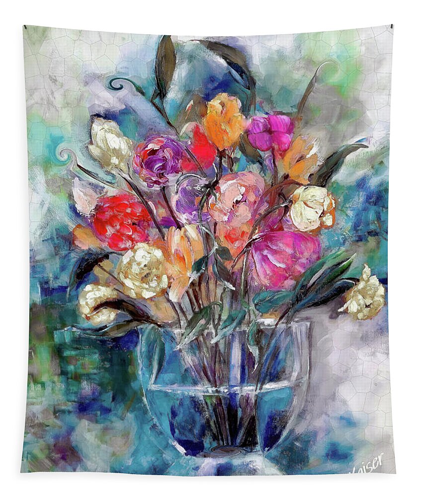 Contemporary Tapestry featuring the digital art Contemporary February Floral by Lisa Kaiser