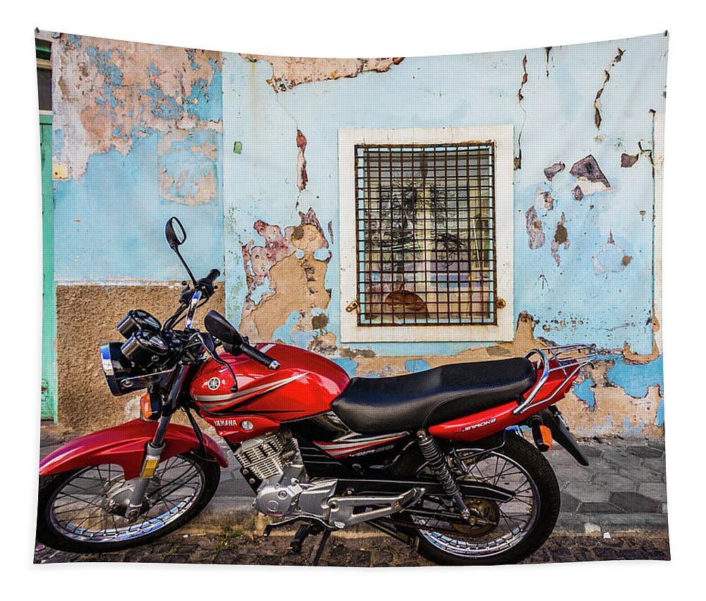 Motorbike Tapestry featuring the photograph Contrast by Lyl Dil Creations