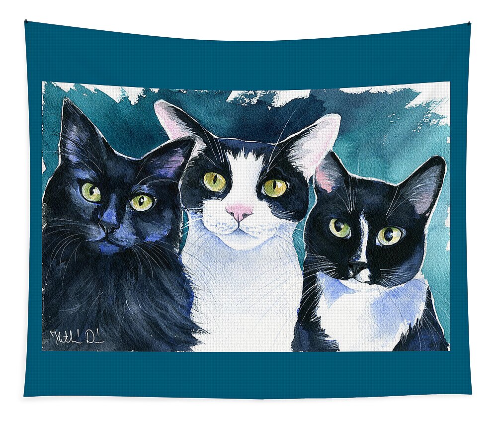 Cat Tapestry featuring the painting Cope Boys by Dora Hathazi Mendes