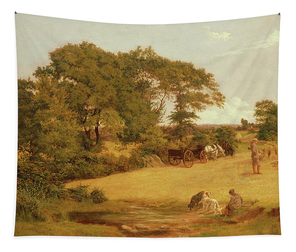 Cornfield In Essex Tapestry featuring the painting Cornfield in Essex, 1875 by Francis M Trappes