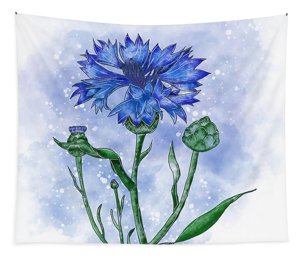 Cornflower Tapestry featuring the painting Cornflower blue by Patricia Piotrak