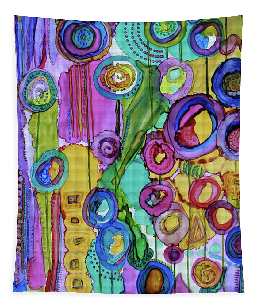 Abstract Tapestry featuring the painting Cosmic Forest by Winona's Sunshyne