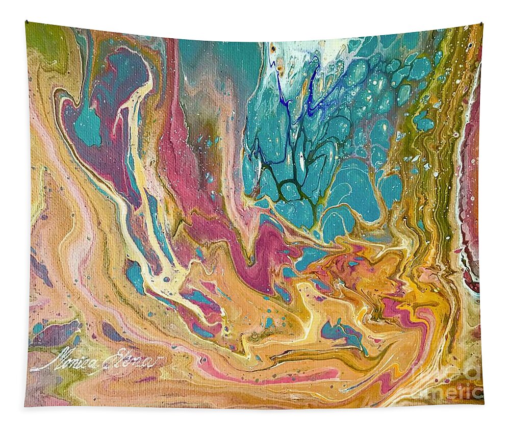 Cosmos Tapestry featuring the painting Cosmic hug by Monica Elena