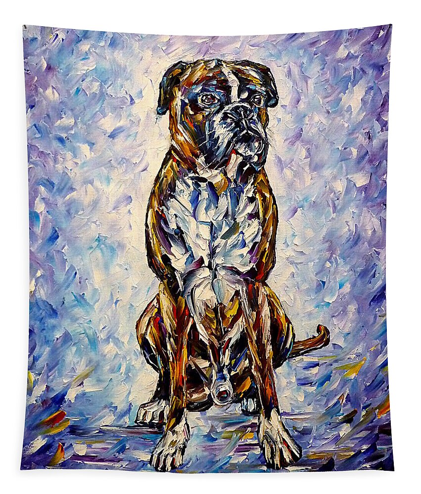 I Love Dogs Tapestry featuring the painting Cosmo by Mirek Kuzniar