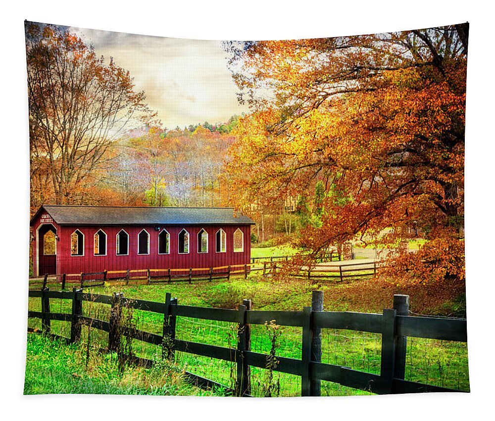 Andrews Tapestry featuring the photograph Country Red in Autumn by Debra and Dave Vanderlaan