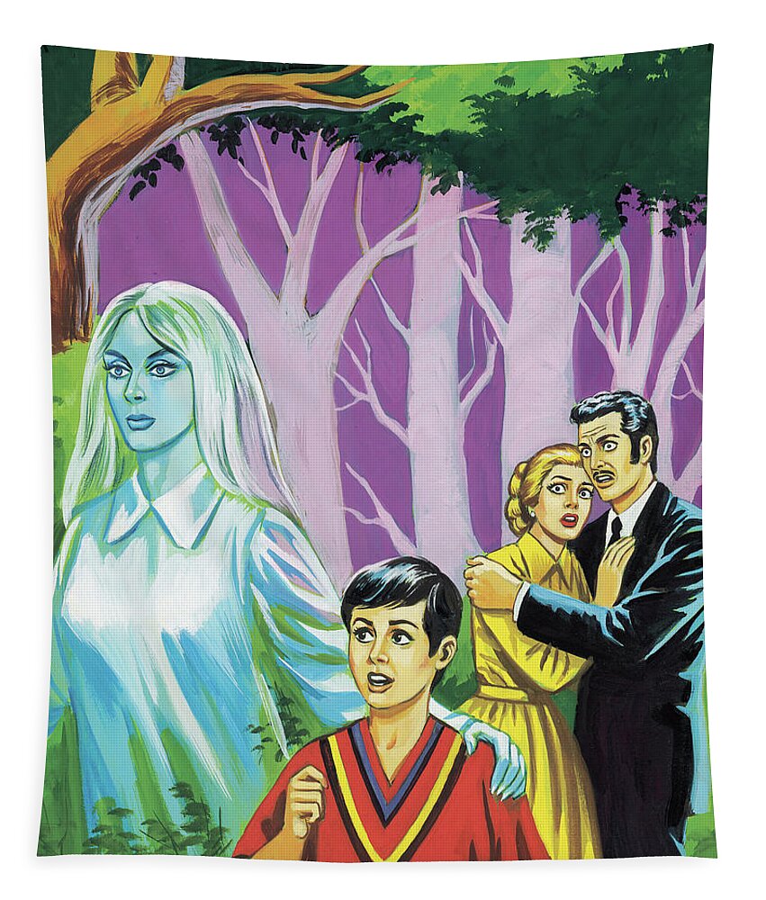 Abduction Tapestry featuring the drawing Couple and Boy With Ghost by CSA Images
