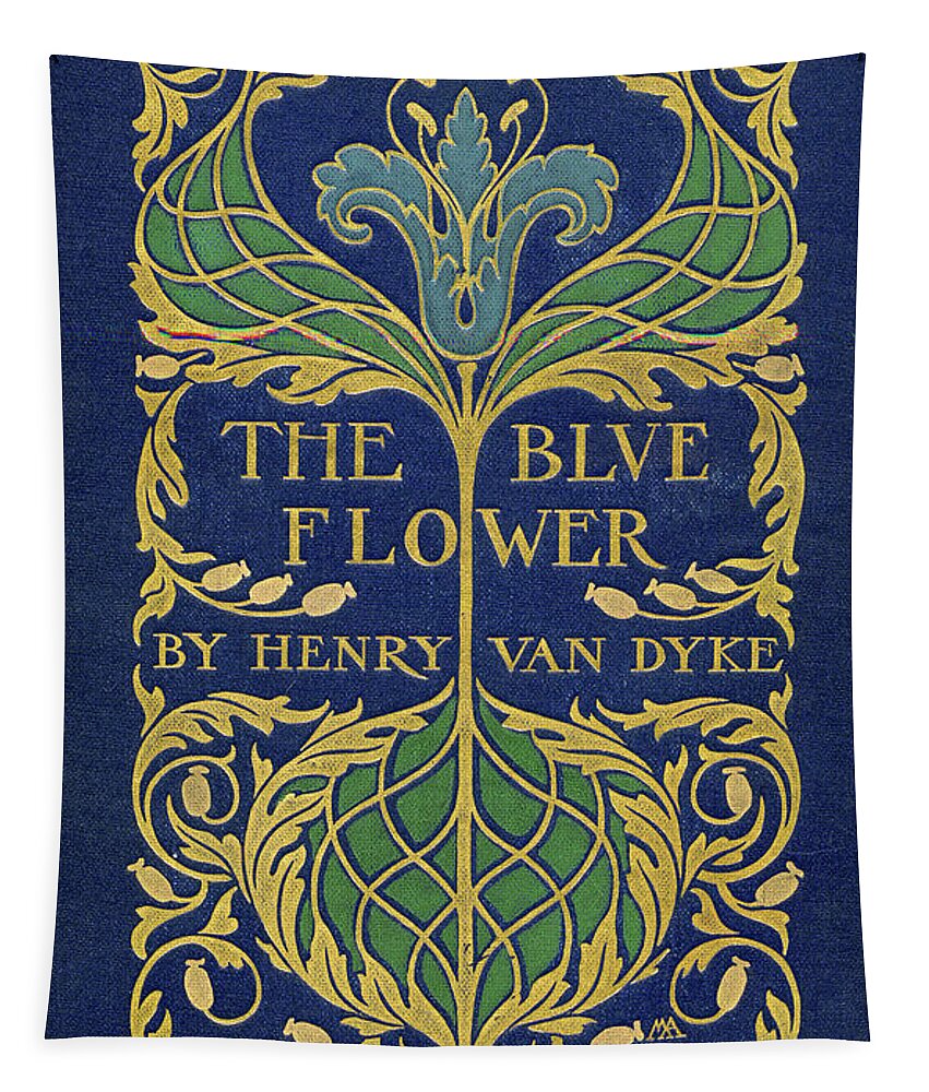 Binding Design Tapestry featuring the mixed media Cover design for The Blue Flower by Margaret Armstrong