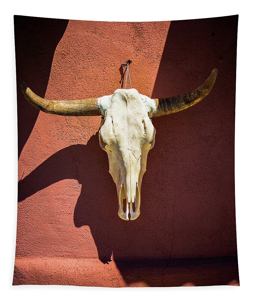 New Mexico Tapestry featuring the photograph Cow Skull by Tim Stanley