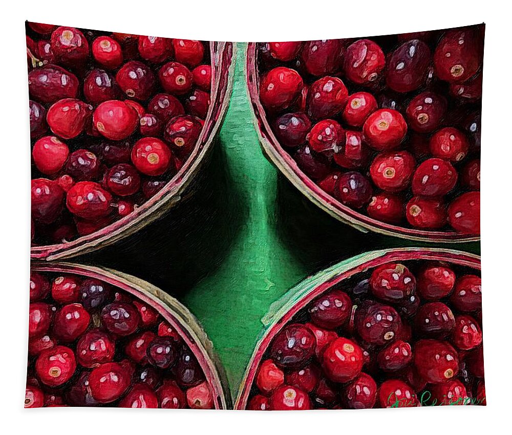 Brushstroke Tapestry featuring the photograph Cranberries in Baskets by Jori Reijonen