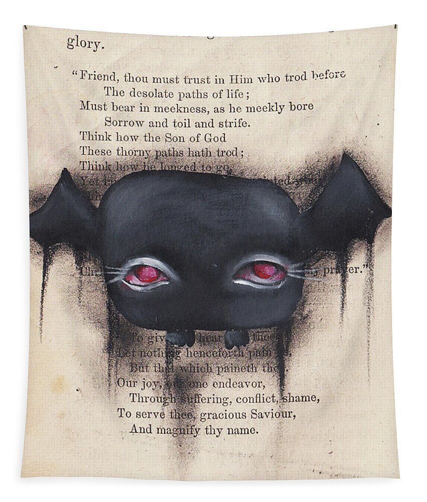Mothman Tapestry featuring the painting Creature by Abril Andrade