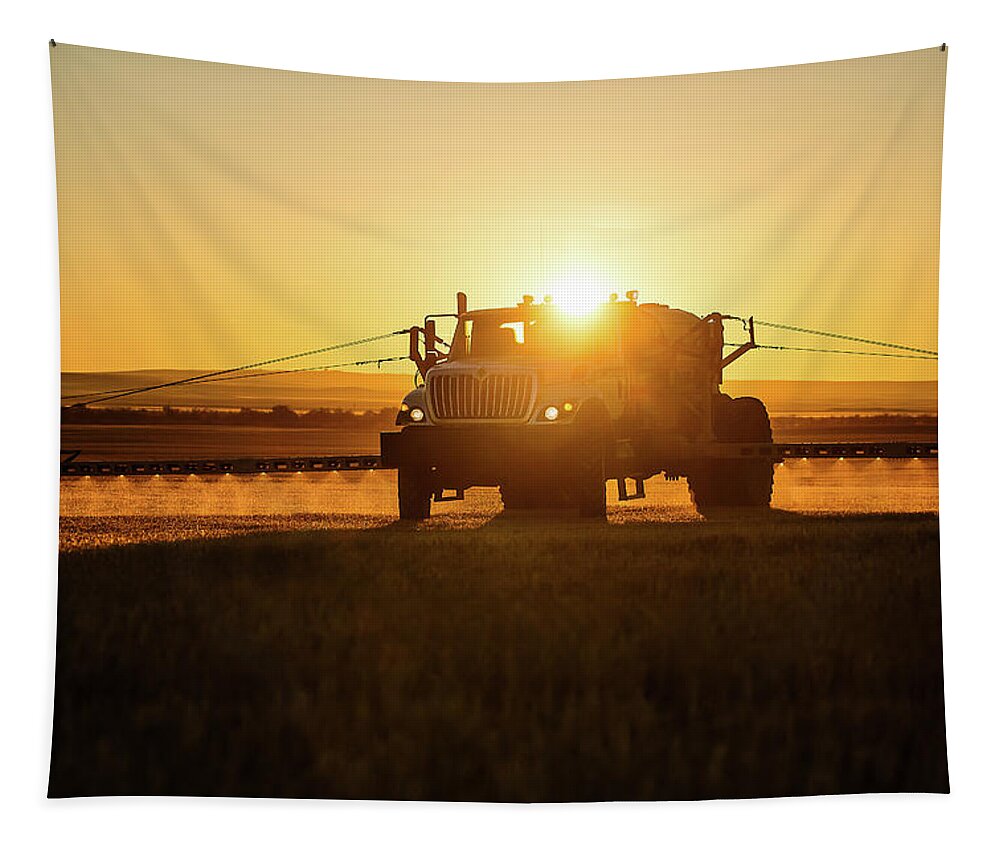 Crop Tapestry featuring the photograph Crop Sprayer Silhouette by Todd Klassy