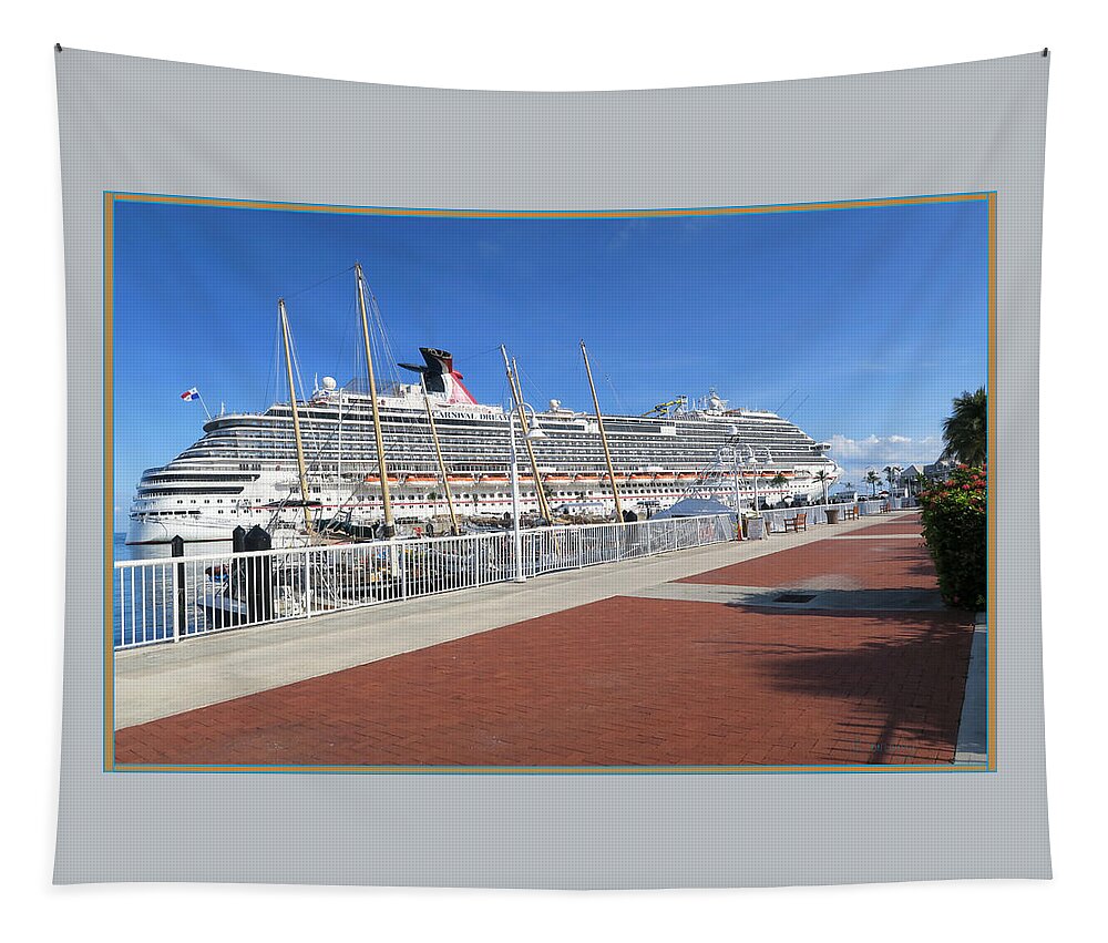 Photo Tapestry featuring the photograph Cruise Ship Docks by Artist Laurence