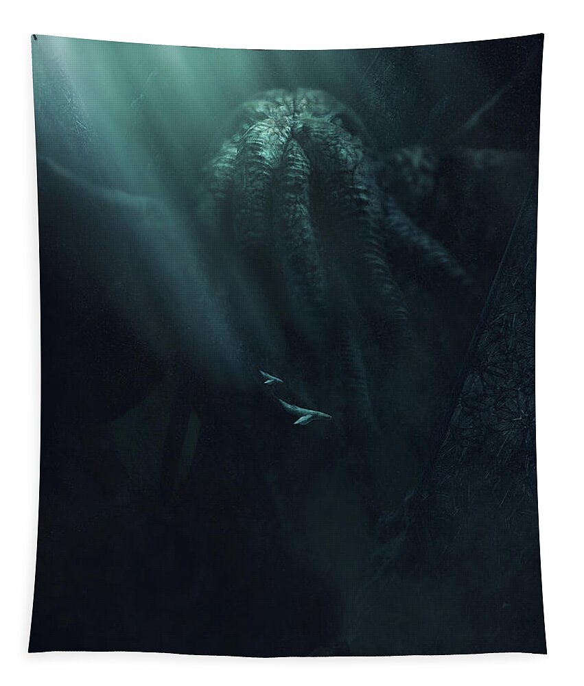 Lovecraft Tapestry featuring the photograph Cthulhu and the Whales by Guillem H Pongiluppi