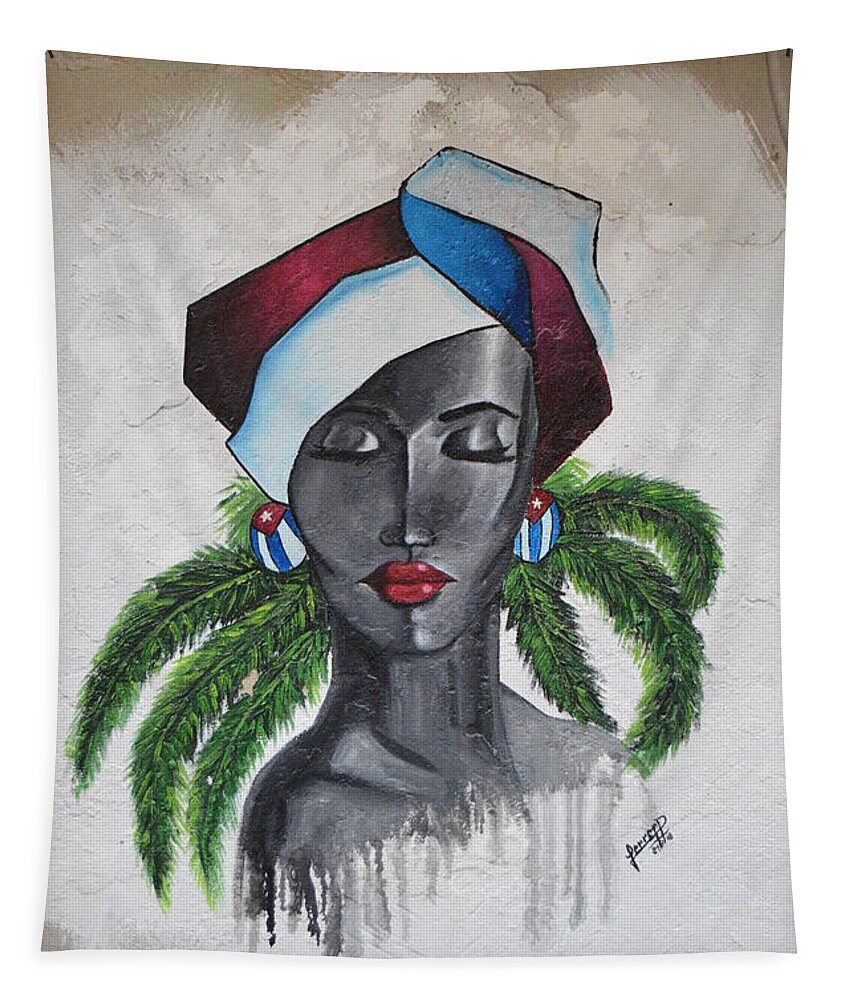 Cuba Tapestry featuring the photograph Cuba Lady by Thomas Schroeder