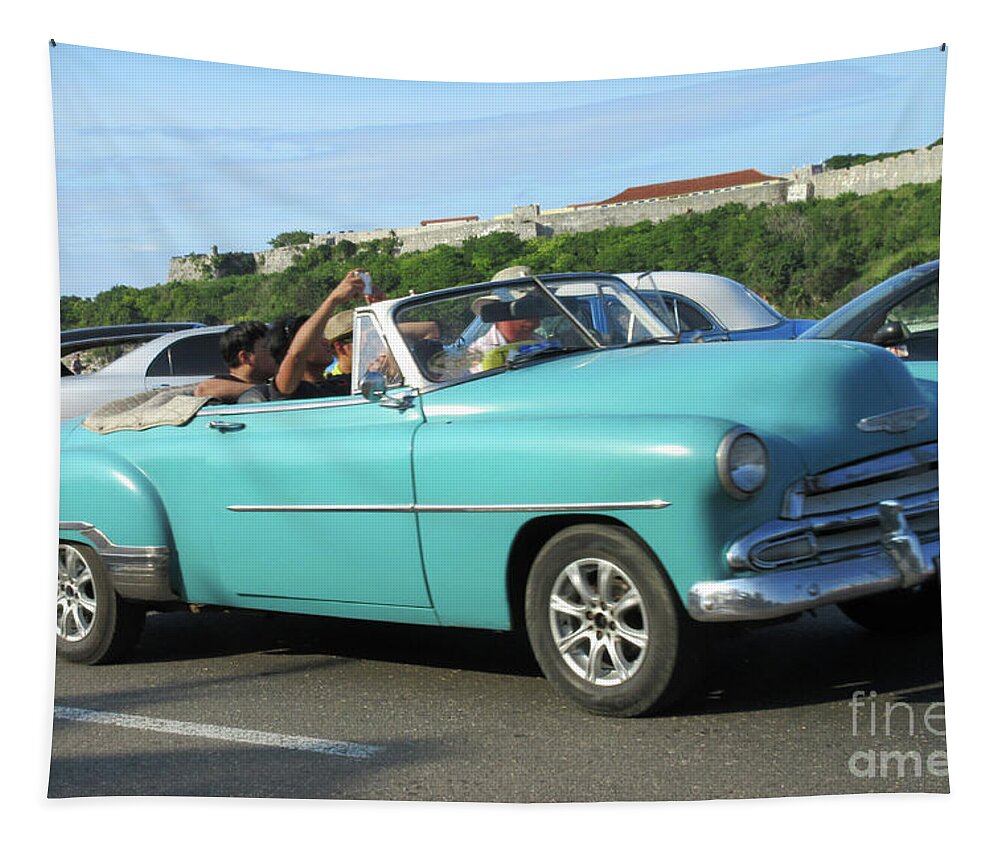 Classic Car Tapestry featuring the photograph Cuban Car 15 by Randall Weidner