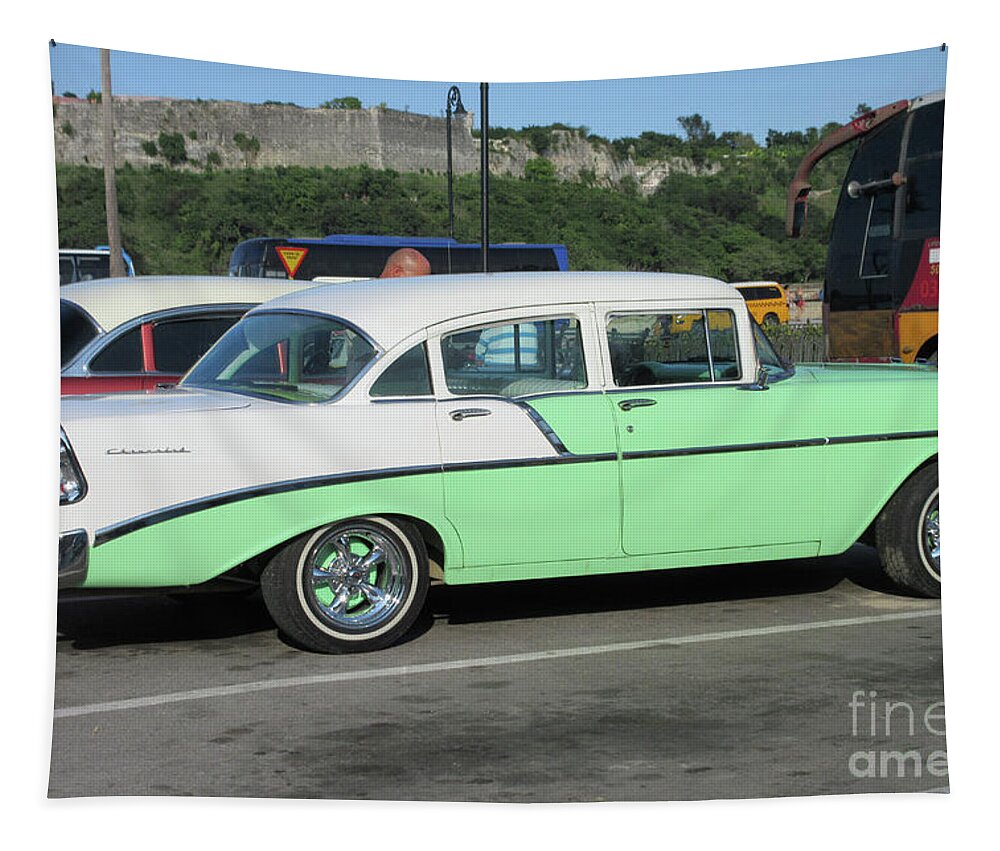 Classic Car Tapestry featuring the photograph Cuban Car 19 by Randall Weidner