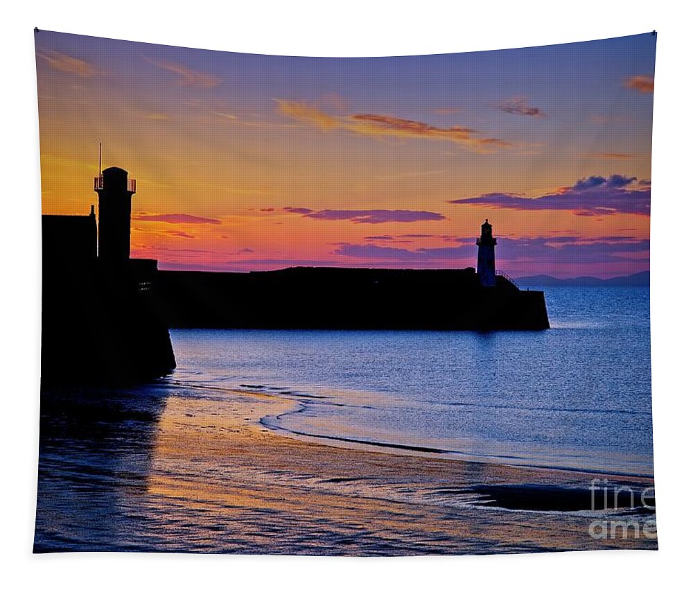 Sunset Tapestry featuring the photograph Cumbrian Sunset at Whitehaven by Martyn Arnold