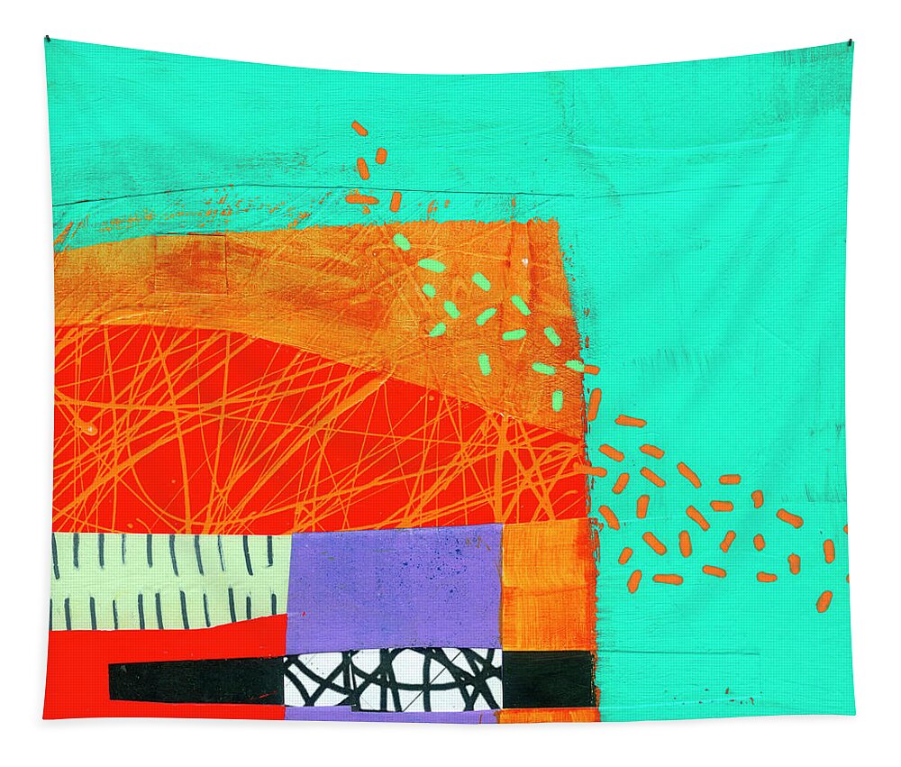 Abstract Art Tapestry featuring the painting Current Conflict by Jane Davies