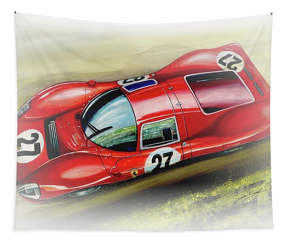 Ferrari Tapestry featuring the painting Curvy Beauty by Simon Read