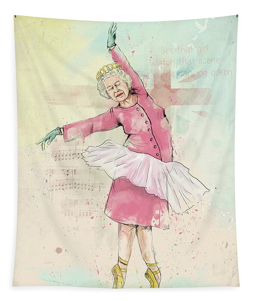 Queen Tapestry featuring the mixed media Dancing queen by Balazs Solti