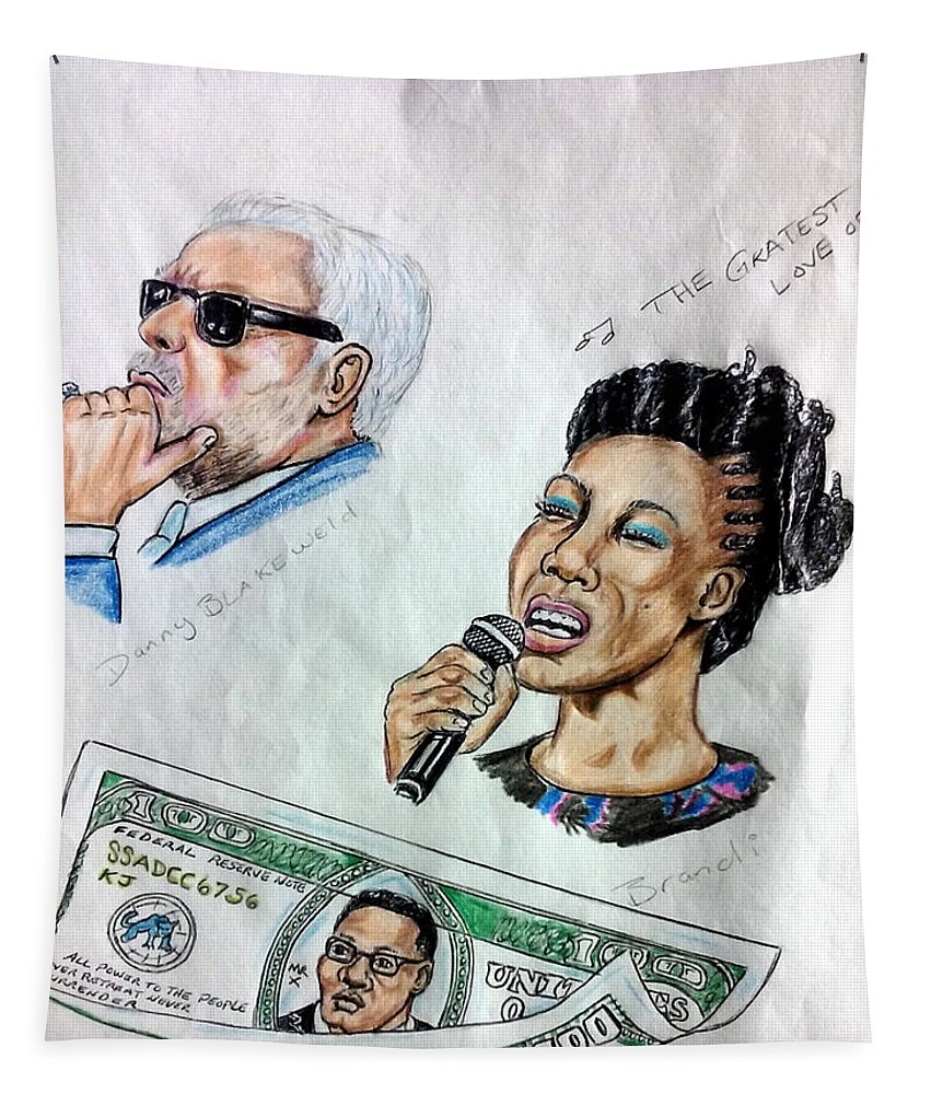 Black Art Tapestry featuring the drawing Danny Blackwell featuring Brandy by Joedee