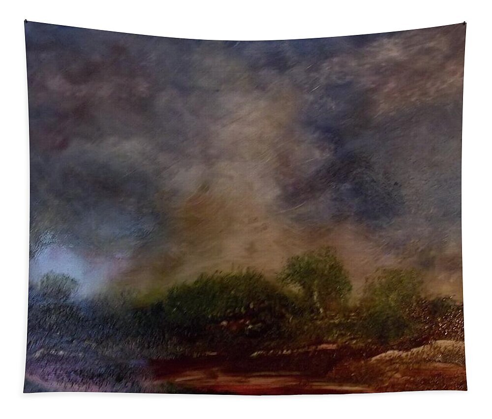 Stormy Clouds Tapestry featuring the painting Dark Afternoon by Stephen King