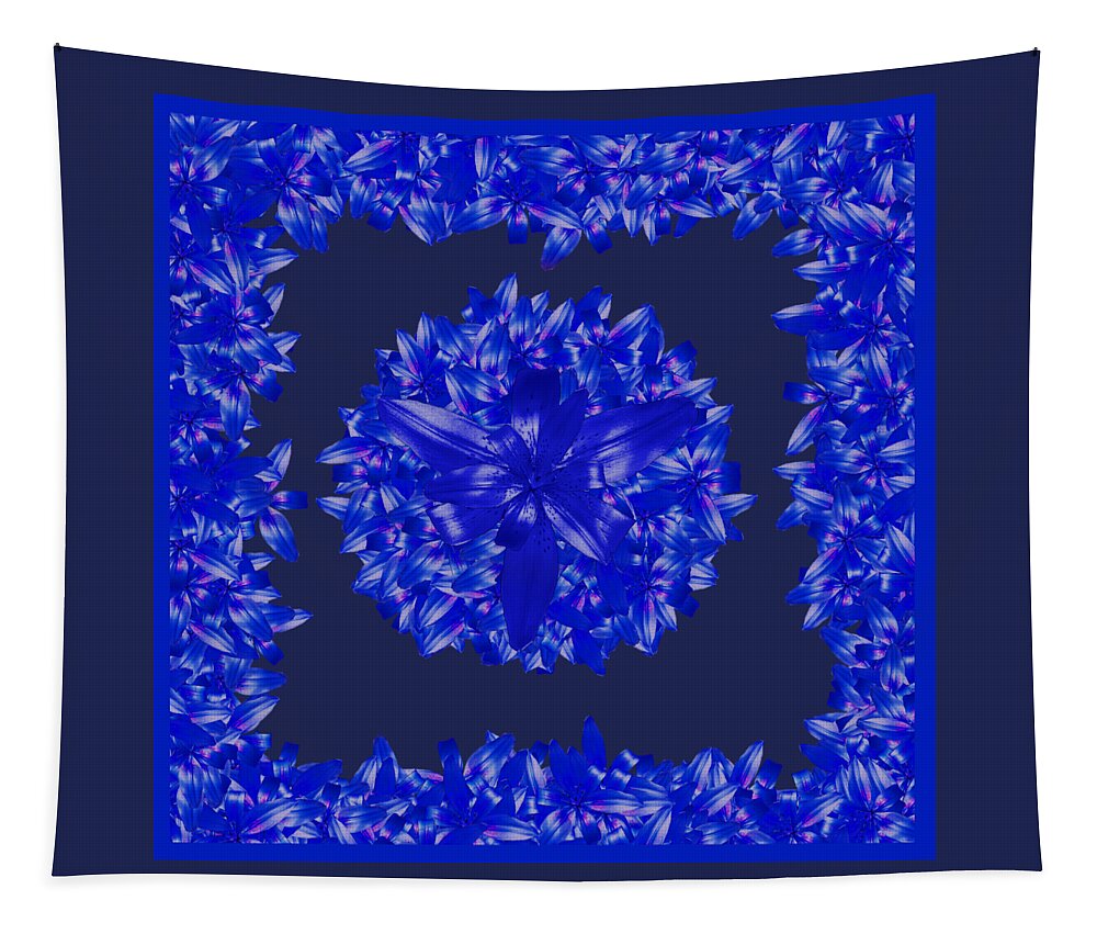Dark Blue Tapestry featuring the digital art Dark Blue Floral for Home Decor by Delynn Addams