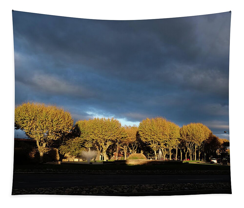 Carcassonne Tapestry featuring the photograph Dark Sky by Inge Elewaut
