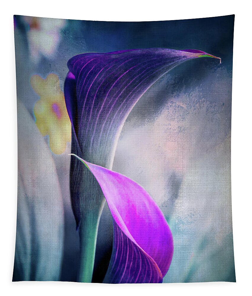 Callalilies Tapestry featuring the digital art Dark Textured Lilies by Terry Davis