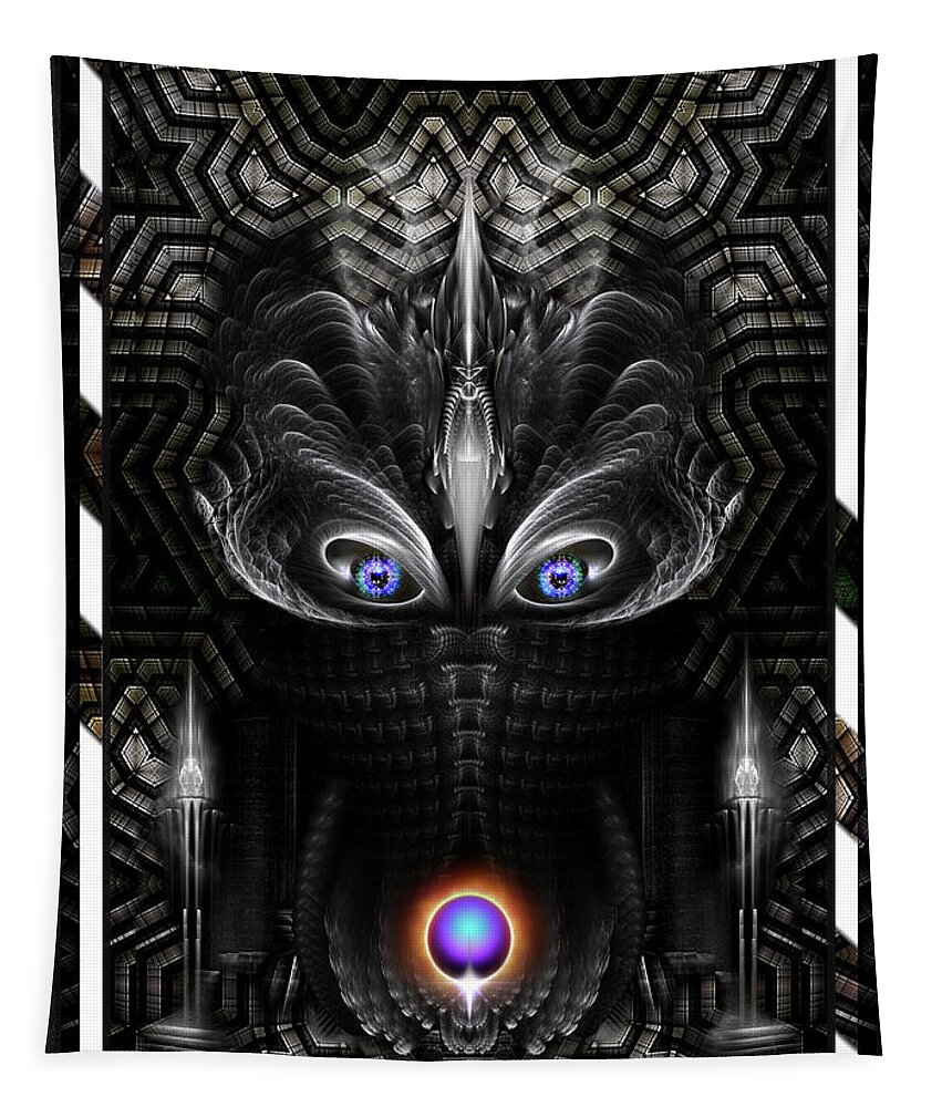 Warrior Tapestry featuring the digital art Dark Warrior Sculpture Fractal Art by Rolando Burbon