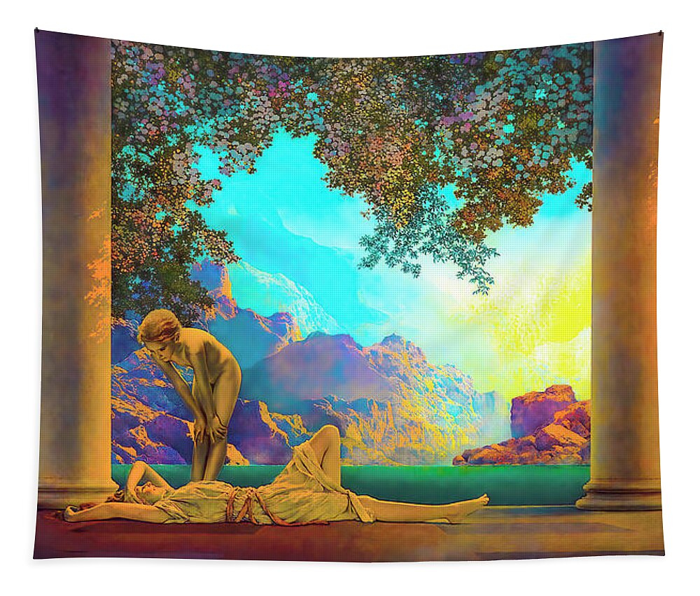 Daybreak Tapestry featuring the painting Daybreak by Maxfield Parrish