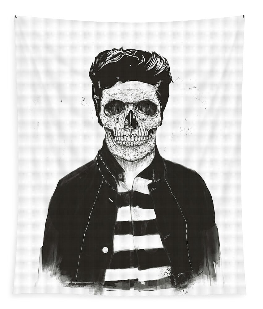 Skull Tapestry featuring the drawing Death fashion by Balazs Solti