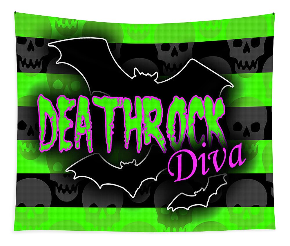 Deathrock Tapestry featuring the digital art Deathrock Diva Graphic by Roseanne Jones