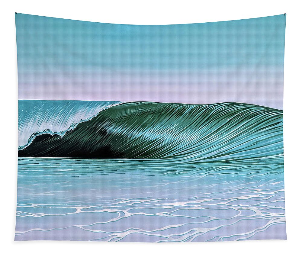 Surf Tapestry featuring the painting Deep Blue Barrel by William Love