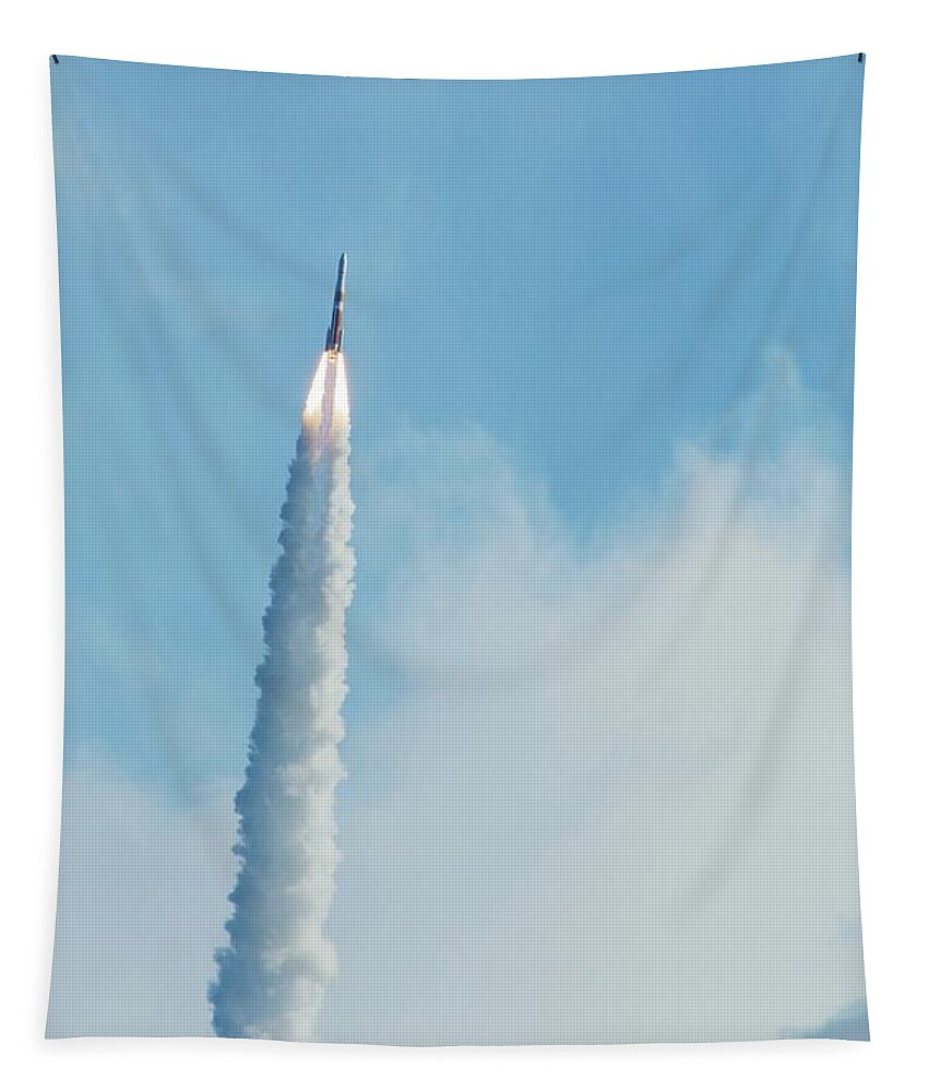 Launch Tapestry featuring the photograph Delta IV rocket launch by Bradford Martin