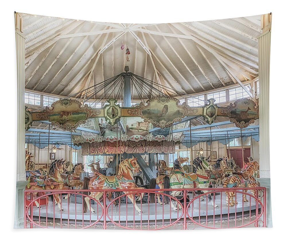 Carousel Tapestry featuring the photograph Dentzel Carousel by Susan Rissi Tregoning