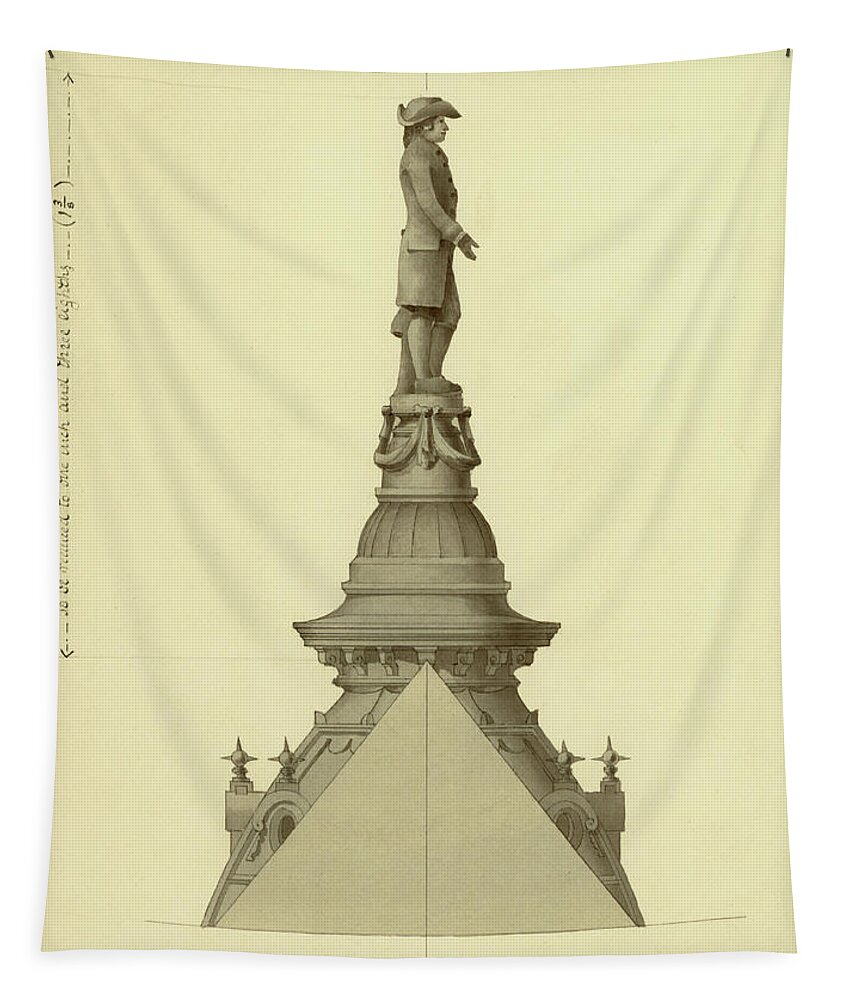 Thomas Ustick Walter Tapestry featuring the drawing Design For City Hall Tower by Thomas Ustick Walter