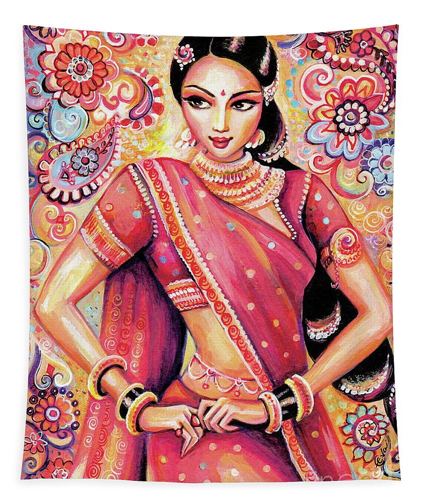 Indian Dancer Tapestry featuring the painting Devika Dance by Eva Campbell
