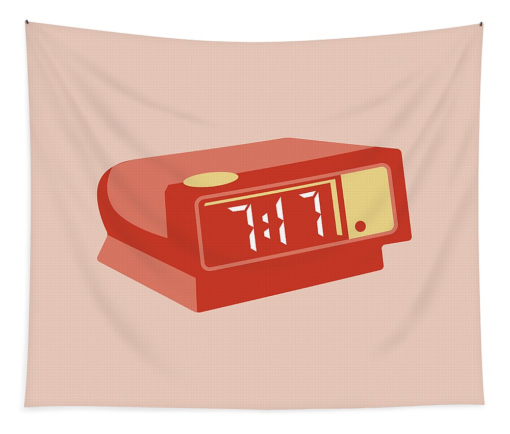 Alarm Tapestry featuring the drawing Digital Alarm Clock by CSA Images