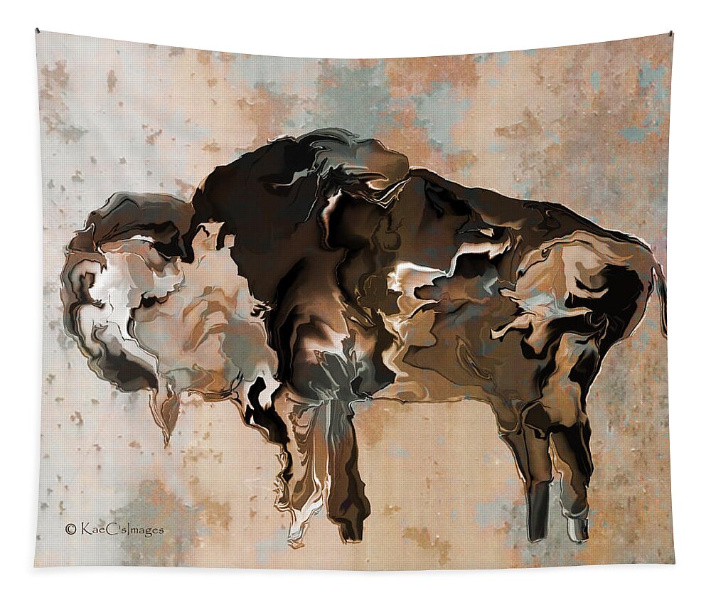 Bison Tapestry featuring the digital art Montana Bison 6D by Kae Cheatham