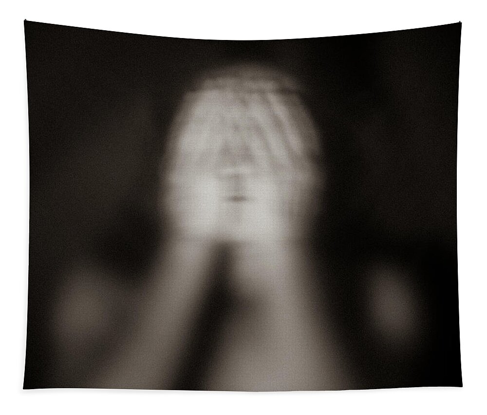 Abstract Tapestry featuring the photograph Despair in black and white by Alessandra RC