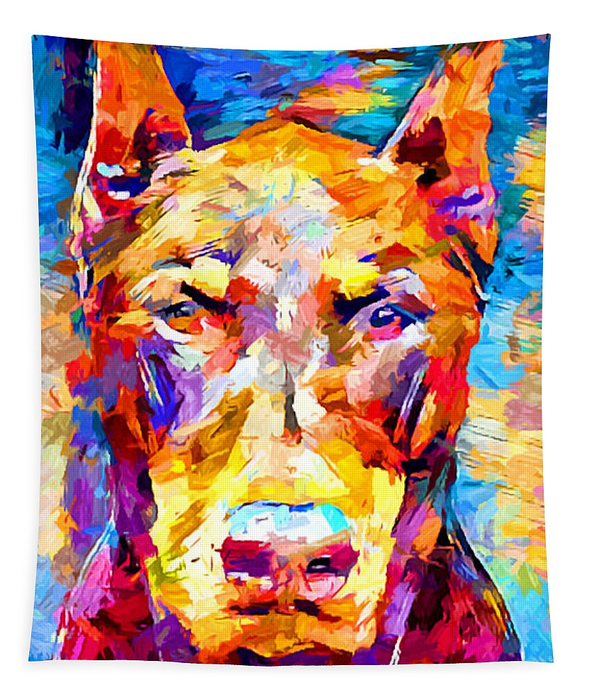Doberman Tapestry featuring the painting Doberman 3 by Chris Butler
