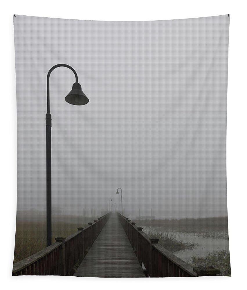 Fog Tapestry featuring the photograph Dockside Southern Fog by Dale Powell