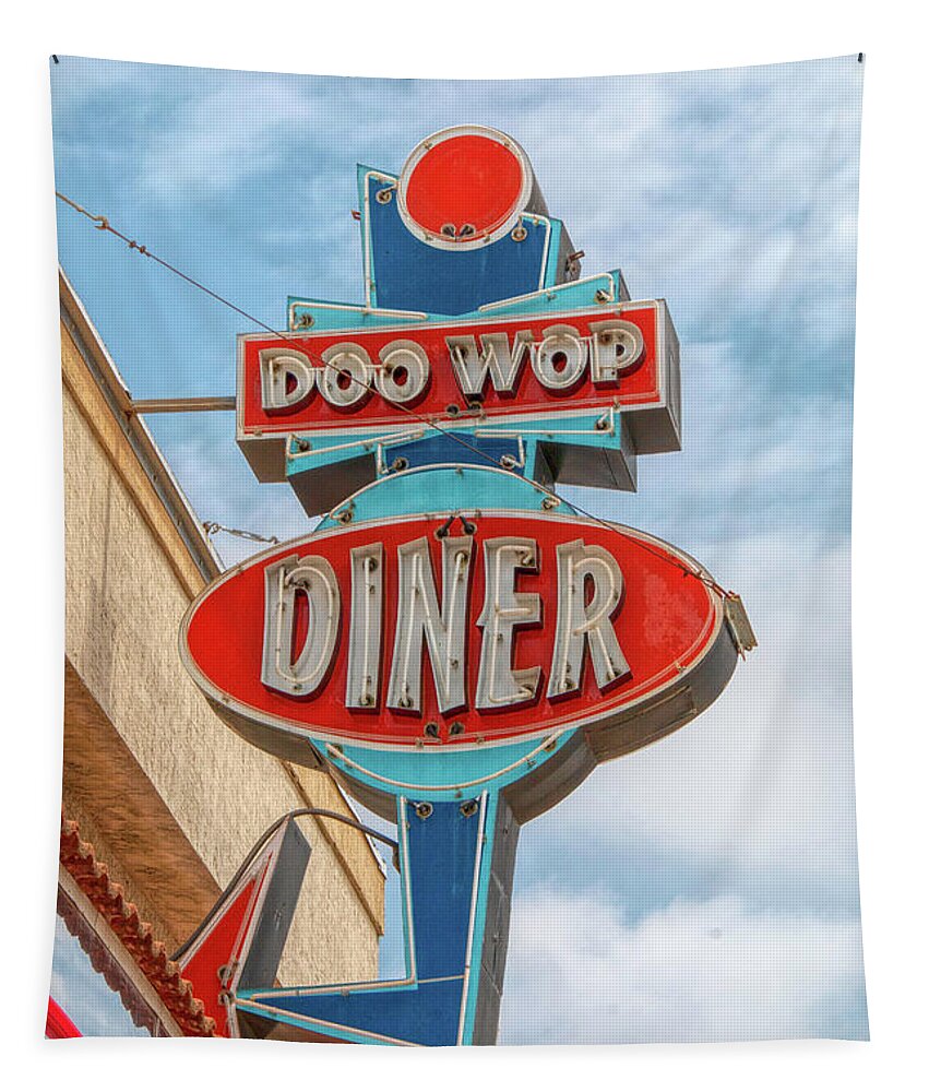 Wildwood Tapestry featuring the photograph Doo Wop Diner Wildwood by Kristia Adams