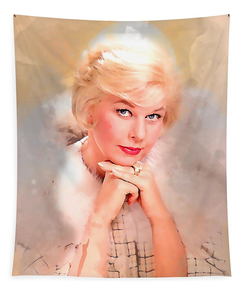 Doris Day Tapestry featuring the mixed media Doris Day by Marvin Blaine