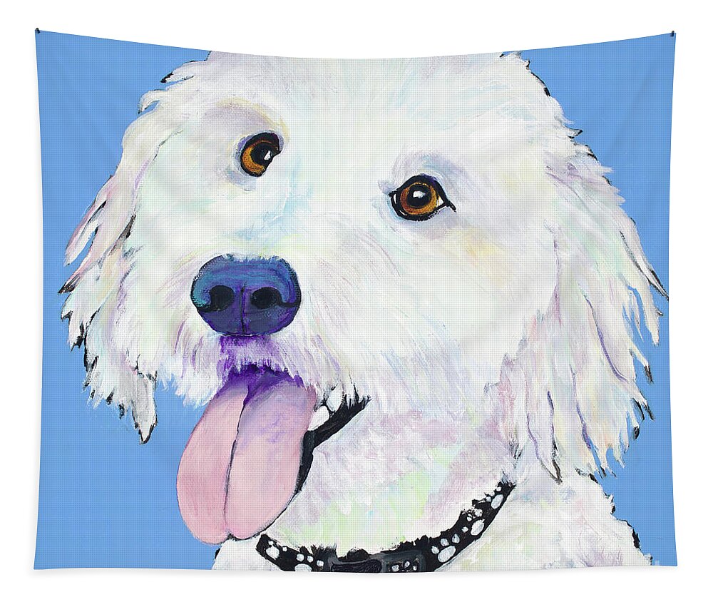 Dog Portrait Tapestry featuring the painting Dougal by Pat Saunders-White